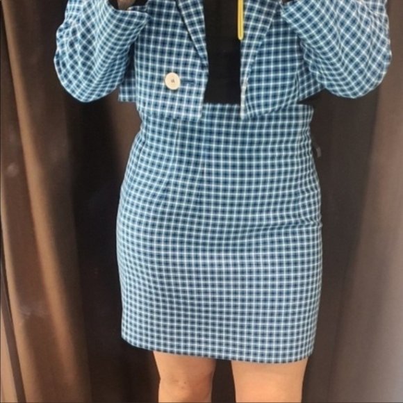 NWT Zara 2 pcs PLAID CROPPED JACKET + MINI SKIRT - Picture 4 of 11